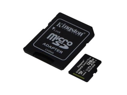 kingston microsdxc 128gb canvas select plus a1 c10 card rychlost az 100 mb s sd adapter ien338308