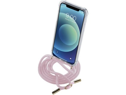 transparentni zadni kryt cellularline neck case s ruzovou snurkou na krk pro apple iphone 12 mini ien384317