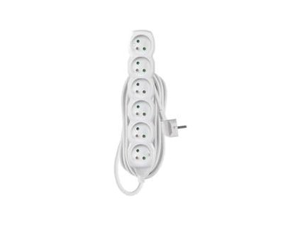 prodluzovaci kabel 5 m 6 zasuvek bily pvc 1 5 mm2 ig481679