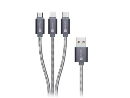 connect it wirez 3in1 usb c microusb lightning silver gray 1 2m ien270345