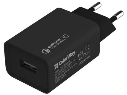 ColorWay AC nabíječka 1xUSB QC3.0 18W, černá