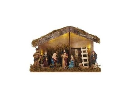 LED vánoční betlém, 17 cm, 2x AA, vnitřní, teplá bílá