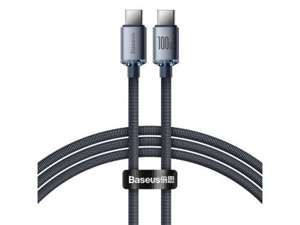baseus crystal shine series nabijeci datovy kabel usb c usb c 100w 1 2m cerna ien408335