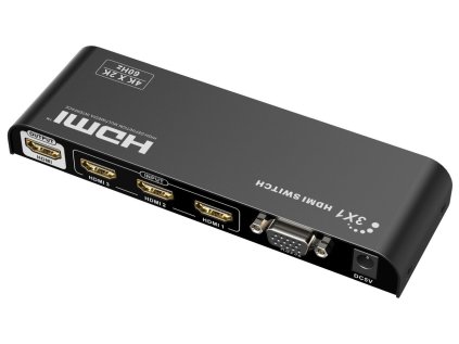premiumcord 4kx2k 60hz hdmi switch 3 1 kovovy s dalkovym ovladacem a napajecim adapterem ien468225
