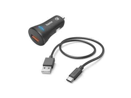 Hama set: rychlá USB nabíječka do vozidla QC 3.0 19,5 W + kabel USB A-C 1,5 m