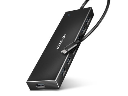 axagon hue f7c 7x usb 3 2 gen 1 alu flat charging hub micro usb napajeci konektor kabel usb c 30cm ien466910