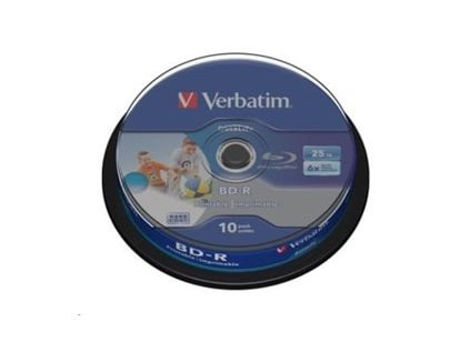 verbatim blu ray bd r printable 6x 25gb 10 ks spindl ien255804