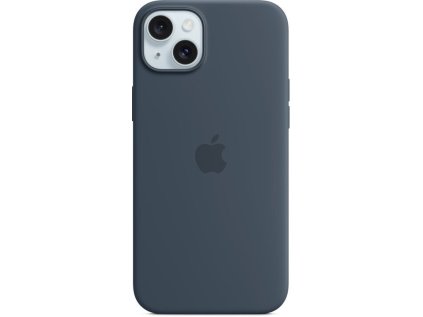 apple iphone 15 plus silicone case s magsafe storm blue ien502013