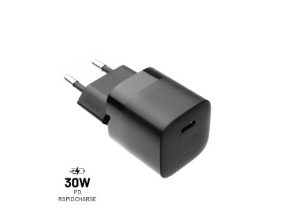 Síťová nabíječka FIXED Mini s USB-C výstupem a podporou PD, 30W, černá