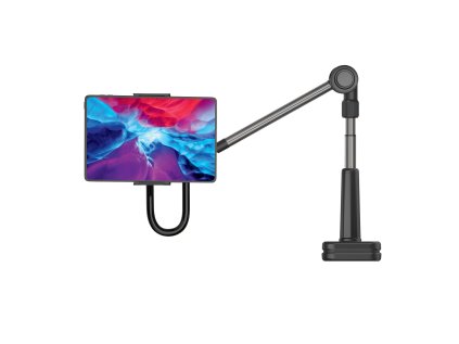 univerzalni drzak na tablet telefon pro upevneni na stul fixed relax s otocnym a nastavitelnym ramenem cerny ien468077