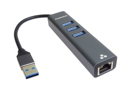PremiumCord adaptér USB3.2 -> LAN RJ45 ETHERNET 10/100/1000 MBIT + 3x USB3.2 port