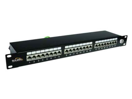 solarix patch panel cat6 24 x rj45 stp cerny 1u ien124874