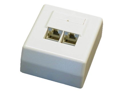 datova zasuvka stp cat5e 2xrj45 na omitku 45st bila ien245116