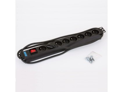 19" rozvodný panel TRITON 8x230V-2m s vaničkou 1,5U RAL9005