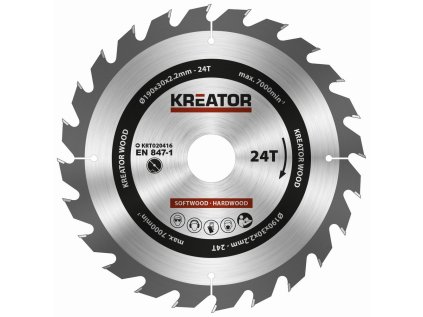 kreator krt020416 pilovy kotouc na drevo 190mm 24t ien494916