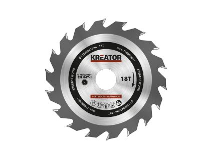 kreator krt020434 pilovy kotouc na drevo 115mm 18t ien494638