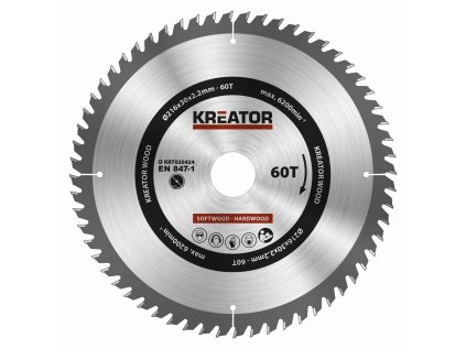 kreator krt020424 pilovy kotouc na drevo 216mm 60t ien495093
