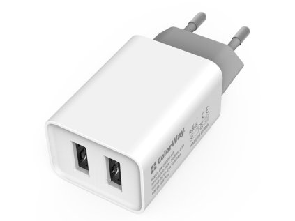 colorway 2x usb sitova nabijecka 10w 100v 240v bila ien525187
