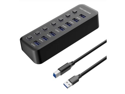 PremiumCord USB 3.2 Superspeed HUB 7-portový s vypínači portů