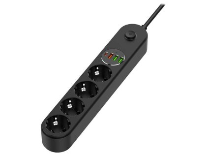 colorway prodluzovaci napajeci privod 4x schuko 3x usb a usb c 45w cerny kabel 2m ien528179