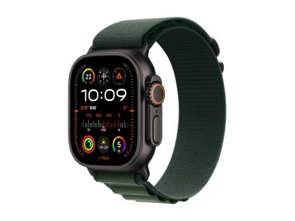 apple watch ultra 2 gps cellular 49mm black titanium case with dark green alpine loop small mx4q3cs a ien529631