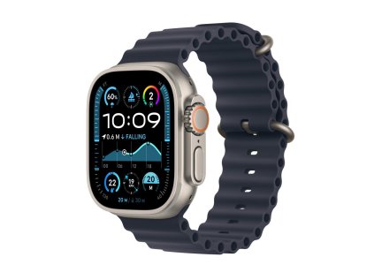 apple watch ultra 2 gps cellular 49mm natural titanium case with navy ocean band mx4d3cs a ien529769