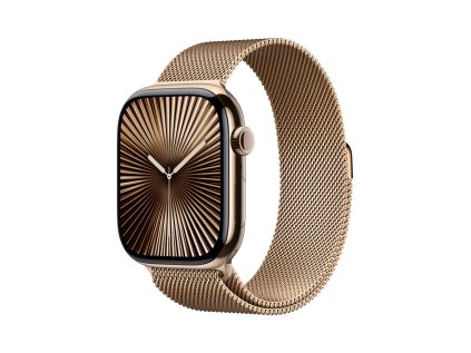 Apple Watch Series 10 GPS + Cellular 46mm Gold Titanium Case with Gold Milanese Loop - S/M (MC7T4QC/A)
