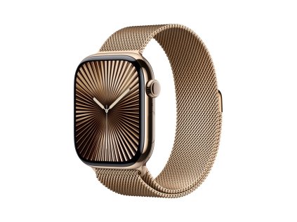 Apple Watch Series 10 GPS + Cellular 46mm Gold Titanium Case with Gold Milanese Loop - M/L (MX003QC/A)