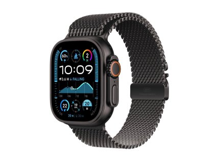 apple watch ultra 2 gps cellular 49mm black titanium case with black titanium milanese loop l mx5v3cs a ien529638