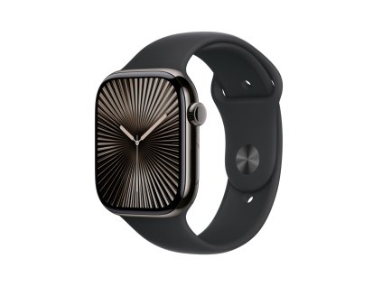 apple watch series 10 gps cellular 42mm slate titanium case with black sport band s m mwxg3qc a ien529680