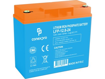 conexpro baterie lifepo4 12 8v 24ah smart bms bluetooth ien519365