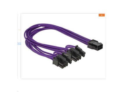 Delock napájecí kabel PCI Express 6 pin samice > 2 x 8 pin samec textilní stínění fialové