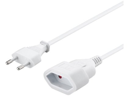 PremiumCord Kabel síťový prodlužovací dvojvidlice 230V 3m bílý