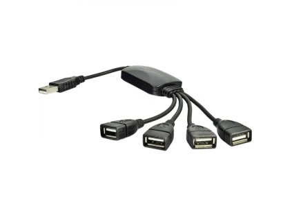 Akyga Hub USB 2.0 4-port, ABS, černá, 15cm