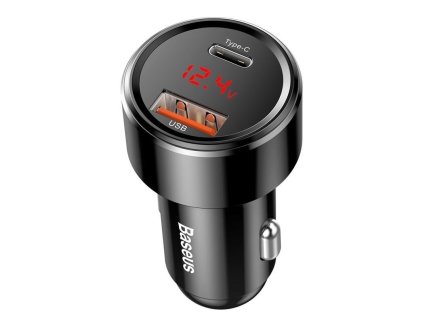 nabijecka do auta baseus magic usb c pd usb a 45w s displejem cerna ien531868