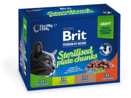 brit premium cat pouches sterile plate 1200 12x100g kapsicky pro kocky ien473787
