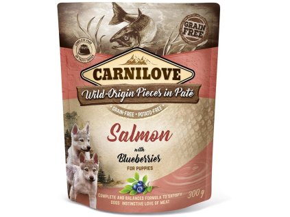 carnilove dog pouch pate salmon with blueberries for puppies 300g kapsicky pro psy ien473809