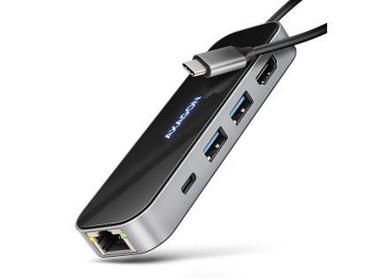 axagon hmc 6gln usb 5gbps hub 2x usb a usb c hdmi 4k 60hz rj 45 glan pd 100w kabel usb c 20cm ien535313