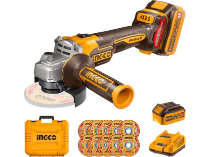 ingco cagli211541 aku uhlova bruska 115mm vc baterie nabijecky a 10 ks reznych kotoucu ien532645