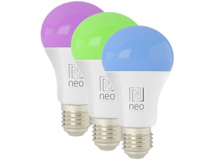 immax neo lite smart sada 3x zarovka led e27 9w rgb cct barevna a bila stmivatelna wi fi tuya ien444302
