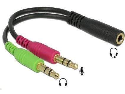 PremiumCord Adaptér 4pólový jack3,5mm pro sluchátka a mikrofon, 30cm