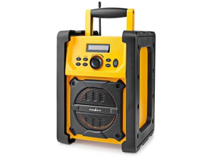 nedis digitalni radio stolni provedeni vykon 15w fm bluetooth ipx5 napajeni z baterie sitove napajeni cerno zlute ien485839