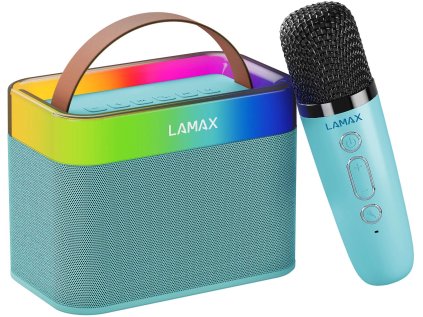 LAMAX KaraokeKid1, bluetooth reproduktor a mikrofon, modrý