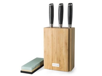 g21 sada nozu gourmet damascus v bambusovem bloku 3 ks brusny kamen ien317909