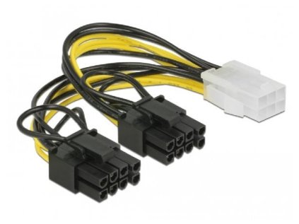 delock pci express napajeci kabel 6 pin samice 2 x 8 pin samec 15cm ien304153