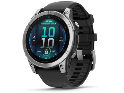garmin fenix e 47 mm amoled nerezova ocel cerny silikonovy reminek ien529263