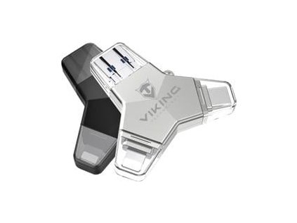 Viking USB Flash disk 3.0 4v1 s koncovkou Lightning/Micro USB/USB/USB-C, 32 GB, černá