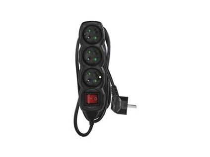 prodluzovaci kabel 3 m 3 zasuvky s vypinacem cerny pvc 1 5 mm2 ig481706