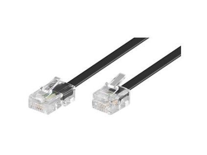 Kabel telefonní rovný 8P4C plug - 6P4C plug 10m - černý