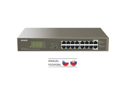 tenda teg1116p 16 150w poe at gigabit switch 16x 1gb s s poe 802 3af at poe 135w rackmount fanless ien407698